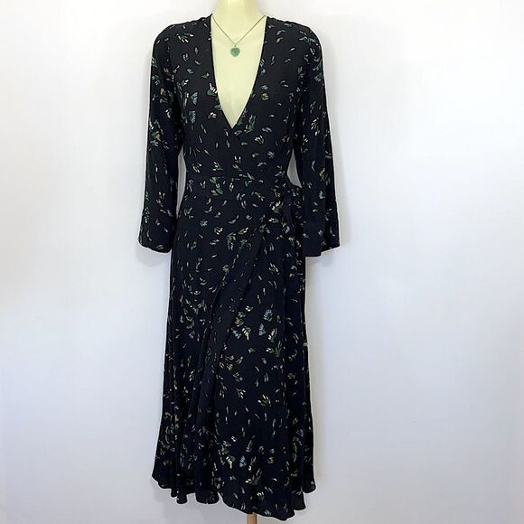 Ganni Dress Maxi Wrap Floral NWOT Size 4 - Picture 1 of 8